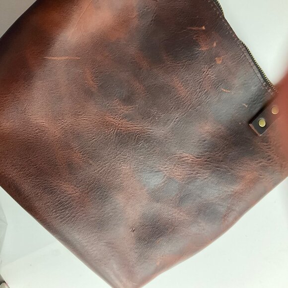 Portland Leather Goods Distressed Leather Tote Bag Brown Lava Boho - Picture 13 of 14
